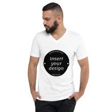 Load image into Gallery viewer, Customisable Mens Unisex Short Sleeve V-Neck T-Shirt (Black or White)
